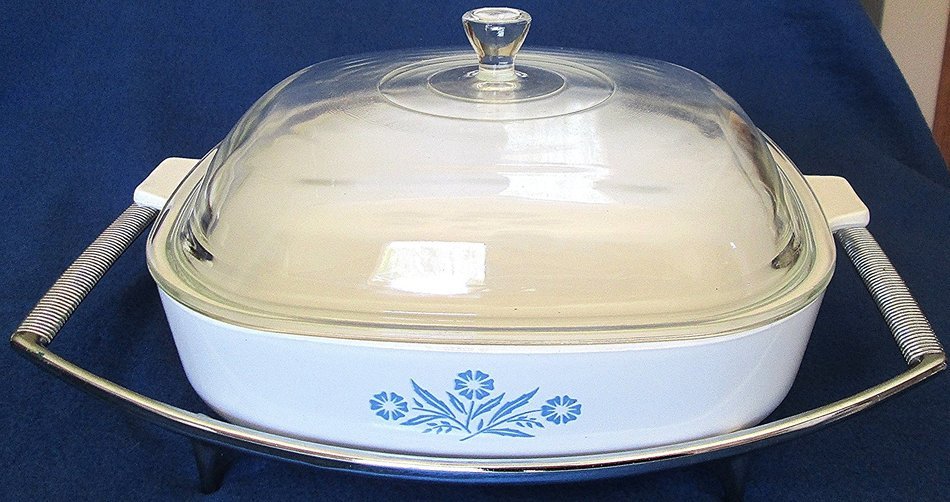 Corning Ware Blue Cornflower Casserole P-16-B with Lid & Serving Rack 11" N2