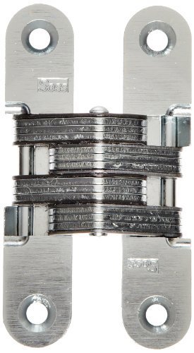 SOSS Mortise Mount Invisible Hinge with 4 Holes, Zinc, Satin Chrome Finish, 2-3/8 Leaf Height, 1/2 Leaf Width,...