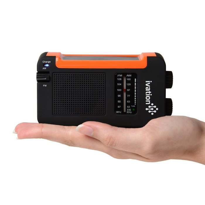 Ivation Portable Solar & Hand Crank AM/FM Weather Radio, Compact Size Emergency Camping Device, Built in External... N10