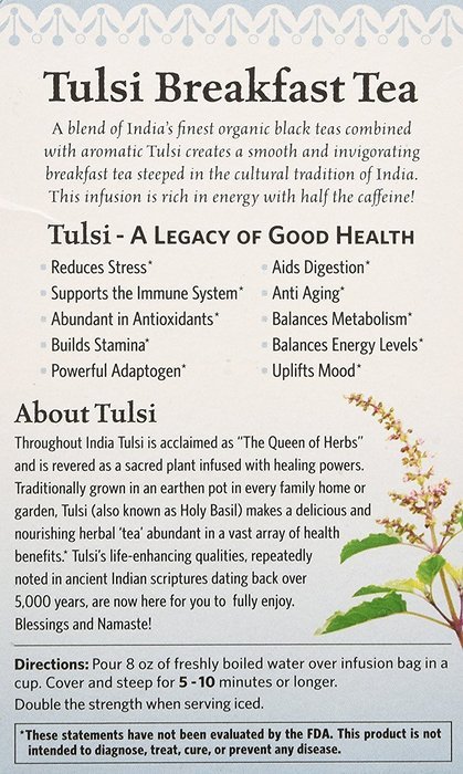 Organic India Tulsi India Breakfast Tea, 18 Count N3