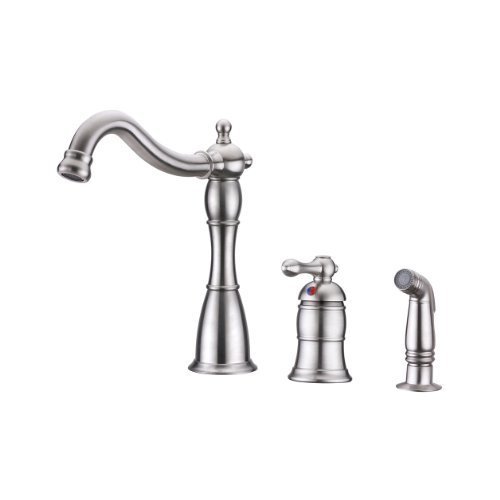 Ultra Faucets UF11043 Traditional Collection Single-Handle Kitchen Faucet with Side-Spray, Stainless Steel by...