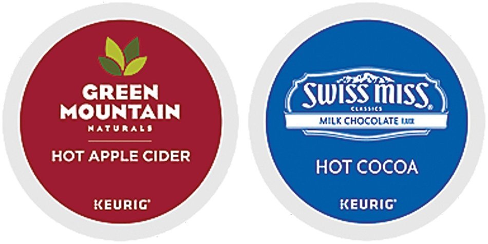 Green Mountain Naturals Hot Apple Cider & Swiss Miss Milk Chocolate Hot Cocoa K-cup Combo Pack for Keurig 2.0...