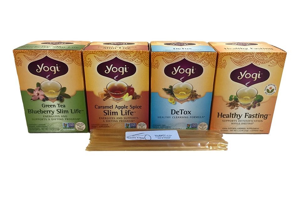 Yogi Tea Detox and Weight Management Variety Bundle with honey sticks N3