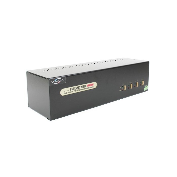 Linkskey 2-Port Dual Monitor DVI/DVI USB KVM + 7.1 Surround/Microphone/USB with Cables (LDV-DM702AUSK) N10