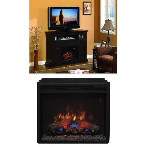 Complete Set Windsor Dual Mantel in Oak Espresso with 23" Spectrafire Plus Insert with Safer Plug