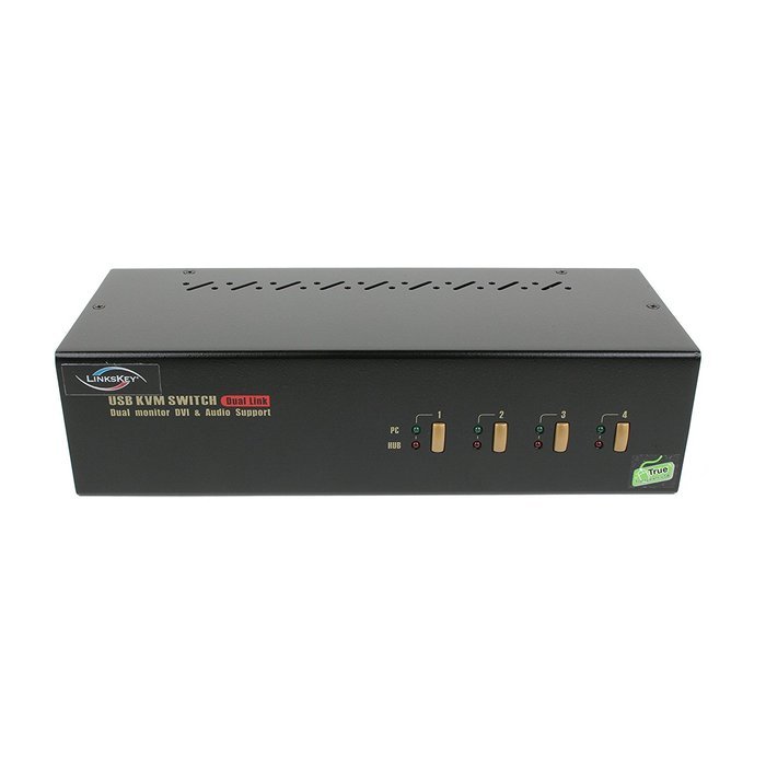 Linkskey 2-Port Dual Monitor DVI/DVI USB KVM + 7.1 Surround/Microphone/USB with Cables (LDV-DM702AUSK) N12