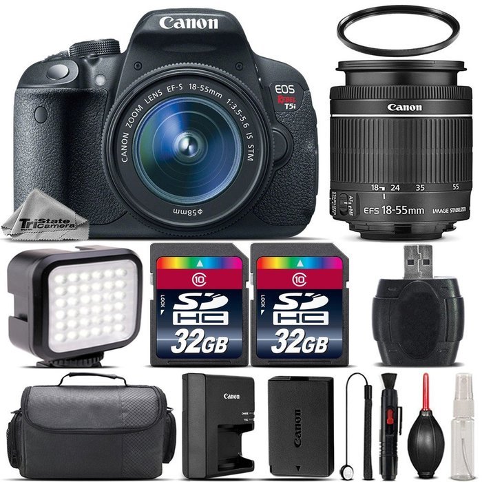 Canon EOS Rebel T5i DSLR 18MP Full HD 1080p Camera + Canon 18-55mm IS STM Lens + 64GB Storage + LED Kit + Case... N6