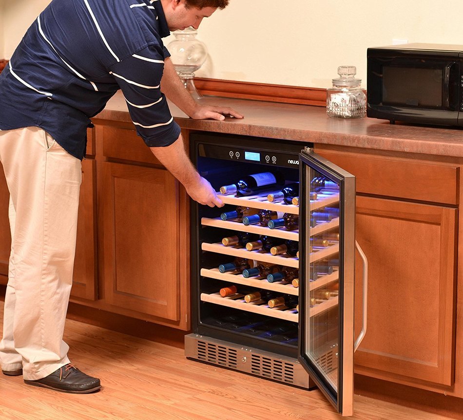 NewAir AWR-520SB 52 Bottle Built in Compressor Wine Cooler, Stainless Steel & Black N2