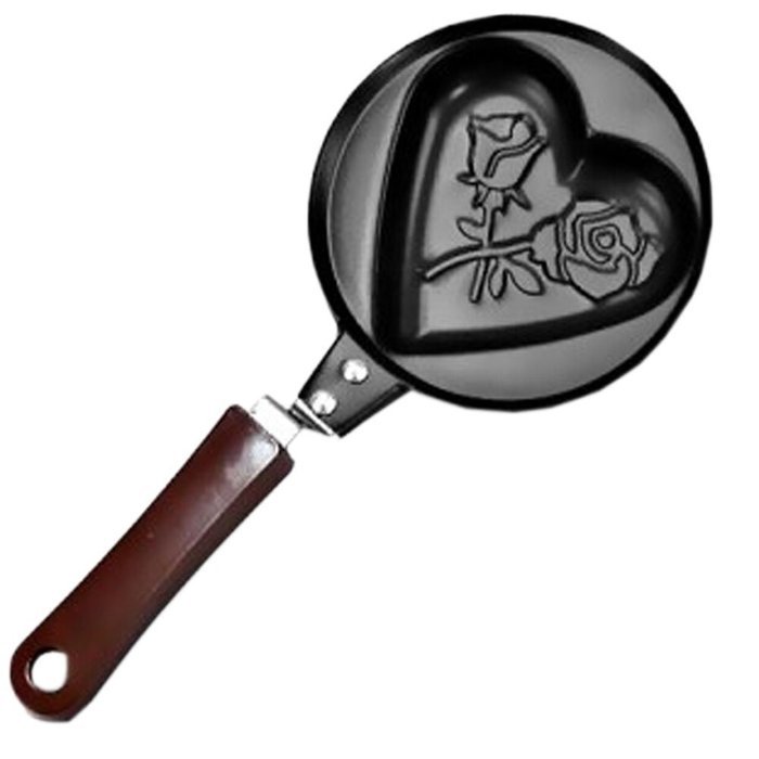 Rose&Heart Mini Poached Egg/Pancake Pan Nonstick Cast Iron Skillet(4.7*5.5'')