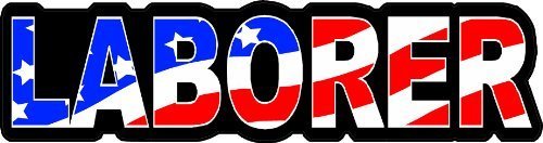 3 - Laborer US Flag Hard Hat / Helmet Stickers 1 x 2 H146 by Sticker Pirate