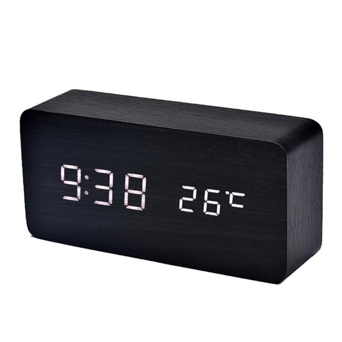 DZT1968&reg; Wooden LED Electronic Desktop Digital Alarm Clock With Temperature N4