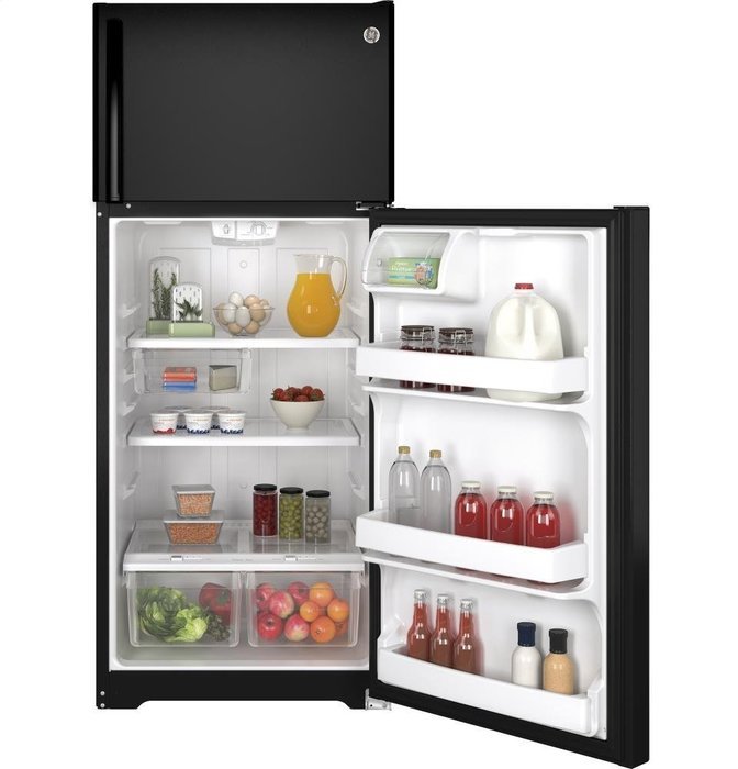 GE GIE18GTHBB 17.5 Cu. Ft. Black Top Freezer Refrigerator - Energy Star
