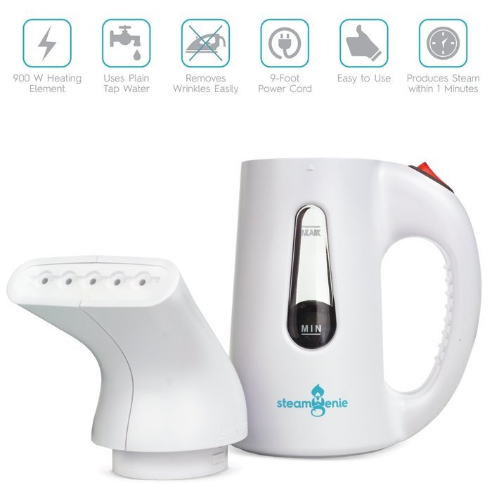 SteamGenie Handheld Steamer &ndash; Best Portable Fast-Heating Fabric Steamer For Clothes & Garments - Great For Home...