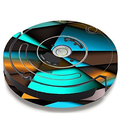 Skin Decal Vinyl Wrap For IRobot Roomba 650 655 Vacuum / Awesome Blue Gold Pattern