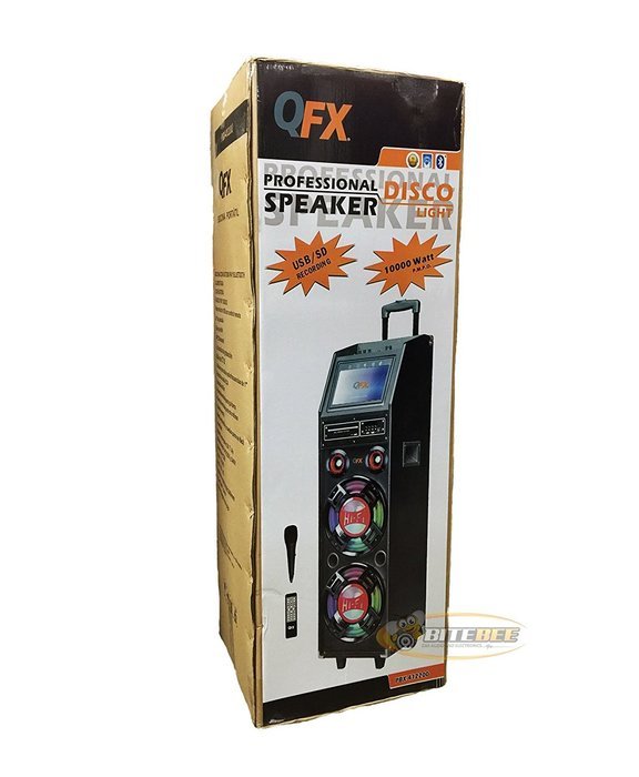 QFX PBX-412200BTD BATTERY POWERED PA SPEAKER W/ 9" DISPLAY