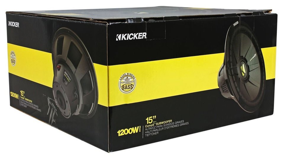 Kicker 40CWS154 CompS 15" 1200 Watt 2-Ohm Car Subwoofer+Vented Sub Enclosure Box N2
