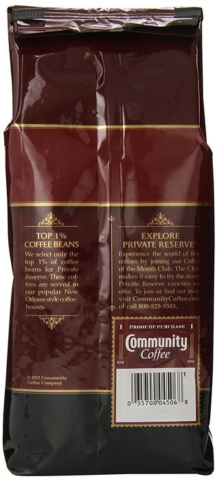 Community Coffee Private Reserve Whole Bean Louisiana Blend Dark, 12 oz., 3 Count N16