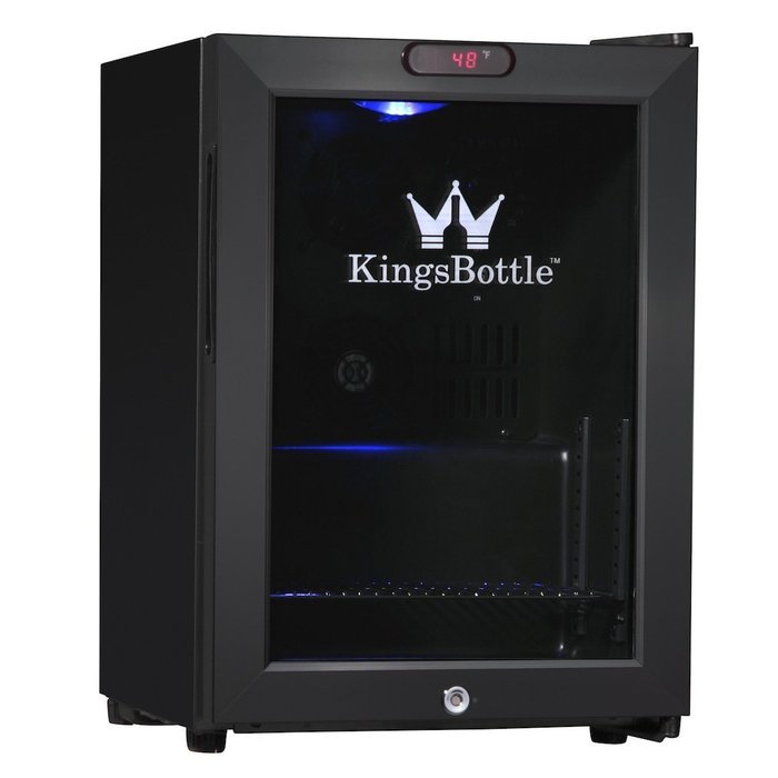 KingsBottle 21 Can Mini Bar Fridge with Glass Door, Black
