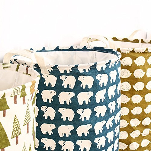 MuLuo Cotton Waterproof Beam Port Storage Barrels Laundry Basket Storage Basket Bucket opening&bear M N2