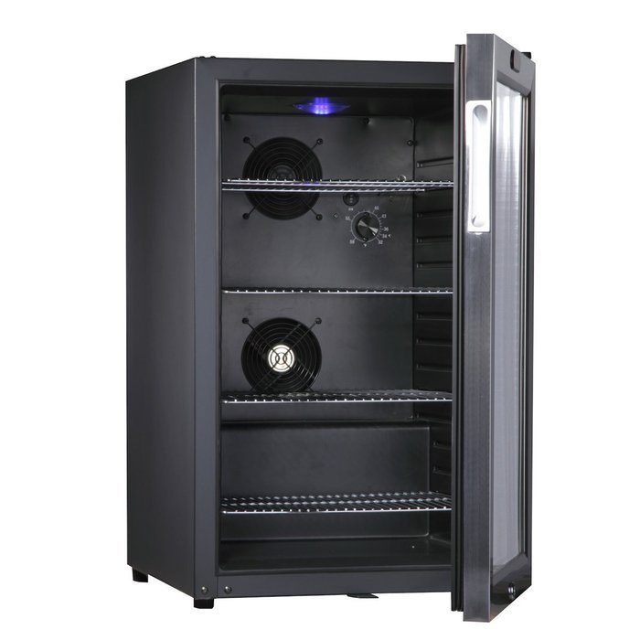 KingsBottle 21 Can Mini Bar Fridge with Glass Door, Black N2