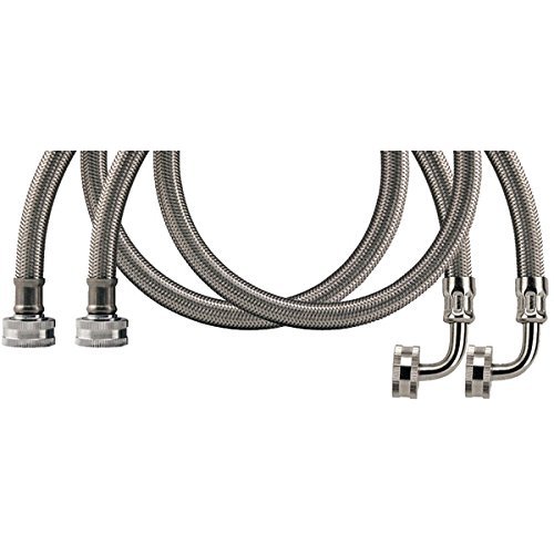 New CERTIFIED APPLIANCE WM60SSL2PK Braided Stainless Steel Washing Machine Hose with Elbow, 2 pk (5ft)