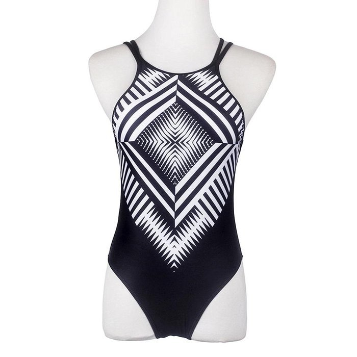 HOT Sale!Canserin Women Bohemia One-piece Geometric Bandage Swimsuit N3