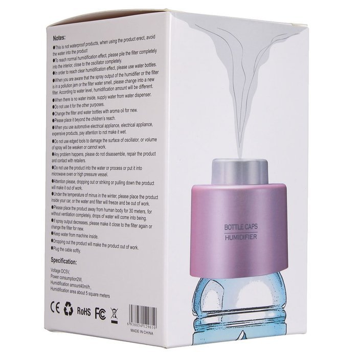 Mini Portable Bottle Cap Air Humidifier with USB Cable for Office Home N6