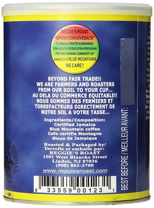 Reggie's Roast 100% Jamaica Blue Mountain Ground Coffee, 12-Ounce Can N2