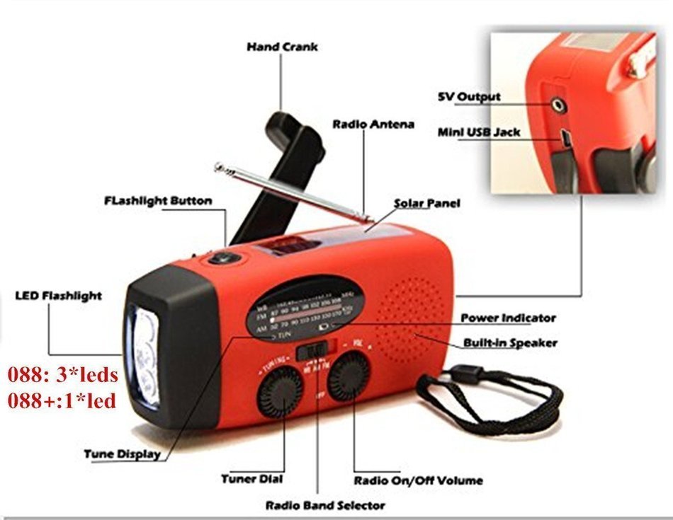 iRonsnow IS-088 Dynamo Emergency Solar Hand Crank Self Powered AM/FM/NOAA Weather Radio, LED Flashlight, Smart... N13