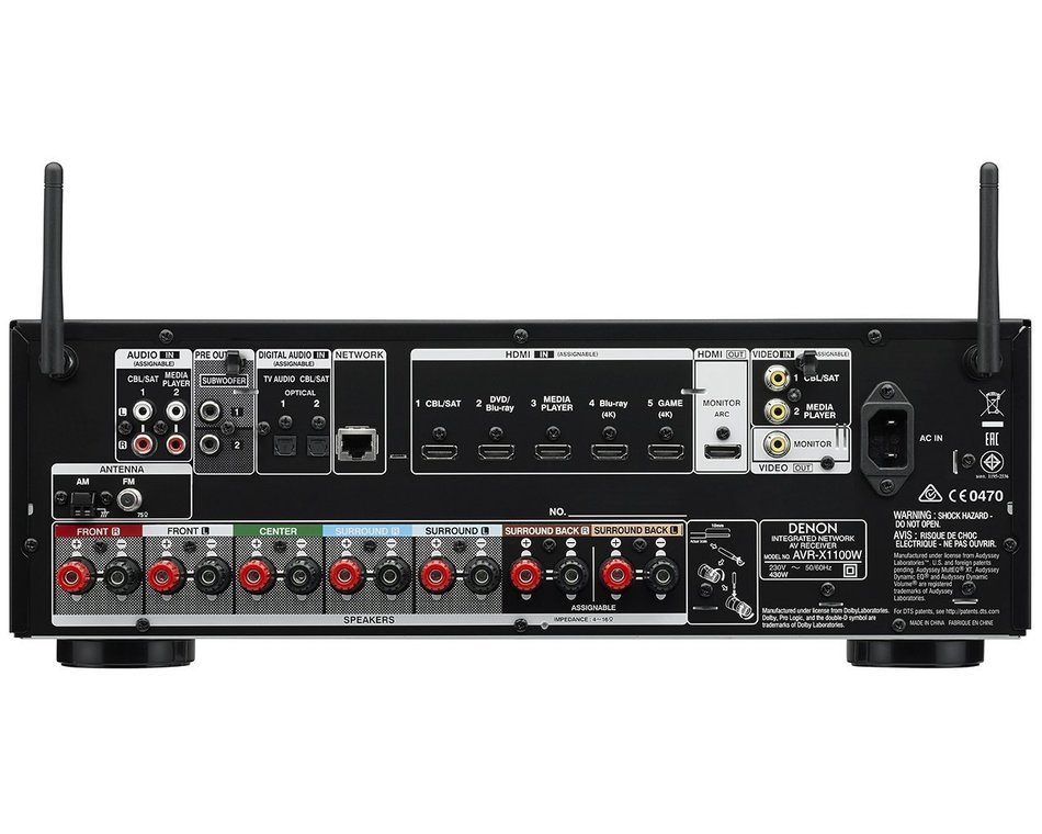 Denon AVR-X1100W 7.2 Channel Full 4K Ultra HD AV Receiver with Bluetooth and Wi-Fi (Discontinued by Manufacturer) N6