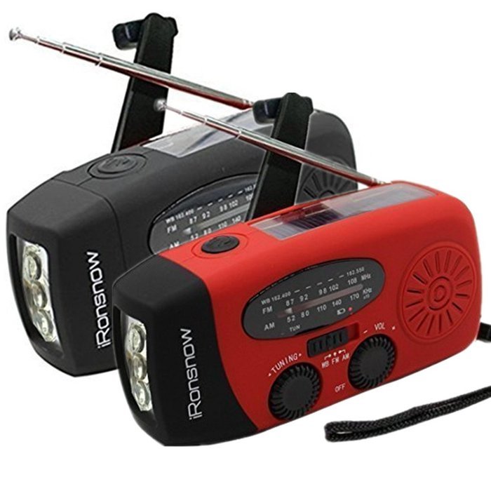iRonsnow IS-088 Dynamo Emergency Solar Hand Crank Self Powered AM/FM/NOAA Weather Radio, LED Flashlight, Smart... N20