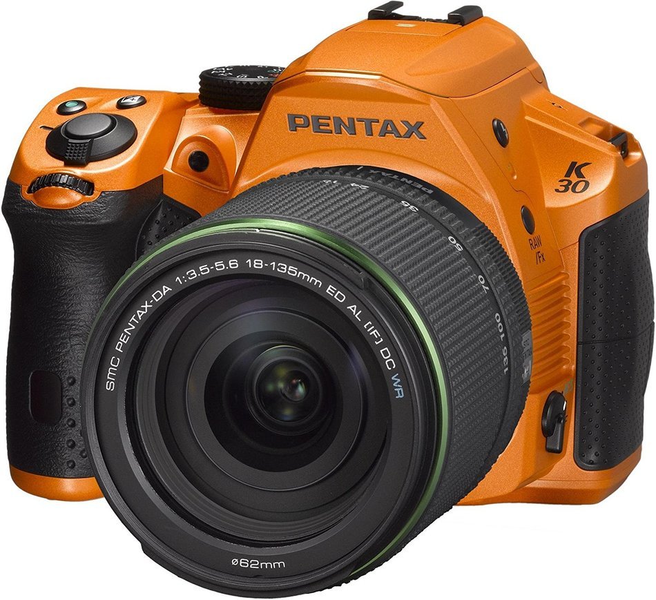 Pentax K-30 16 MP CMOS Digital SLR 18-135 WR Lens Kit Silky Orange N2
