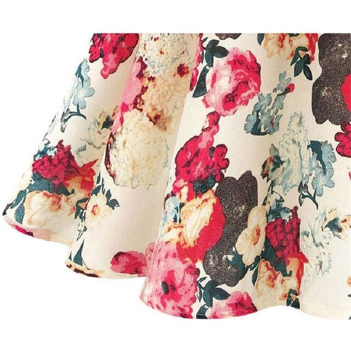 Phoneix Women Flower Printed Round neck Sleeveless Chiffon Dresses N2