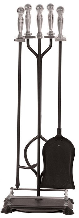 Panacea 15008 Fireplace Toolset with Nickel Handles Rods, Black, Pack of 5