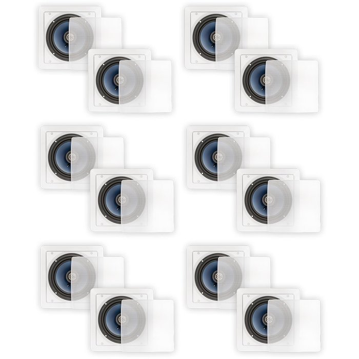 Blue Octave LS62 In Wall or In Ceiling 6.5" Speakers Home Theater 2-Way Square 6 Pair Pack