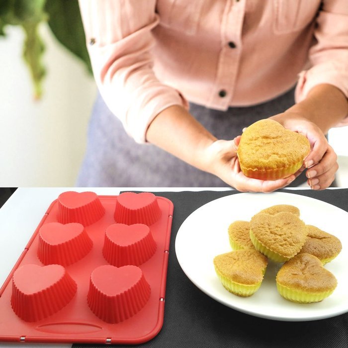Cupcake Pan, Silicone Cake Mold with Steel Edge 4 Packs 24 Cups Silivo Muffin Mold Round, Heart, Spiral, Flower... N2
