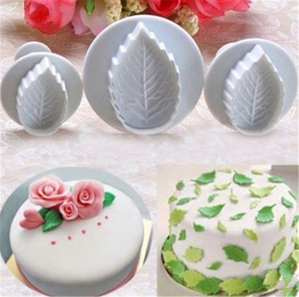 SNW Rose Leaves Embossing Dies Printing Tools Fondant Mold Soap Silicone Bakeware Chocolate Mold Cake Decoration...