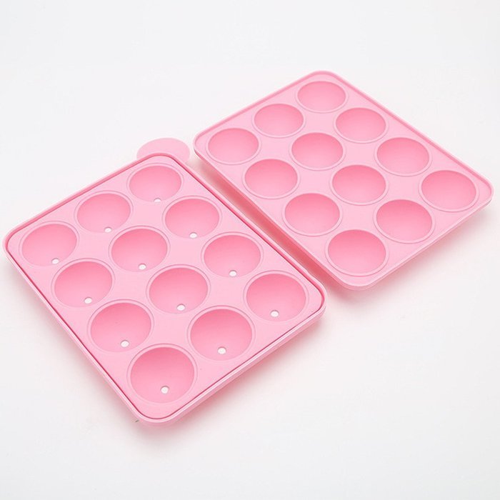 12-Cavity Egg Shape Silicone Mold for Cake Lollipop Ice Sphere Chocolate, 1 Pair / Package, Random Color N3