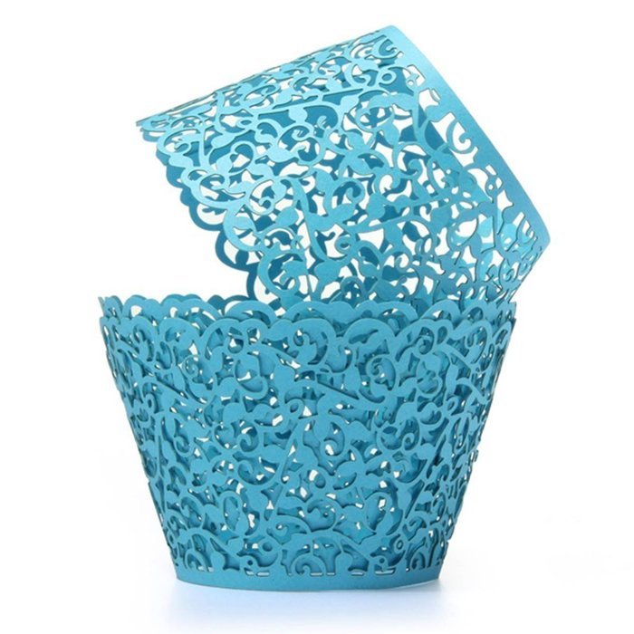 Hual@ Cupcake Wrappers 100 Filigree Artistic Bake Cake Paper Cups Little Vine Lace Laser Cut Liner Baking Cup... N6