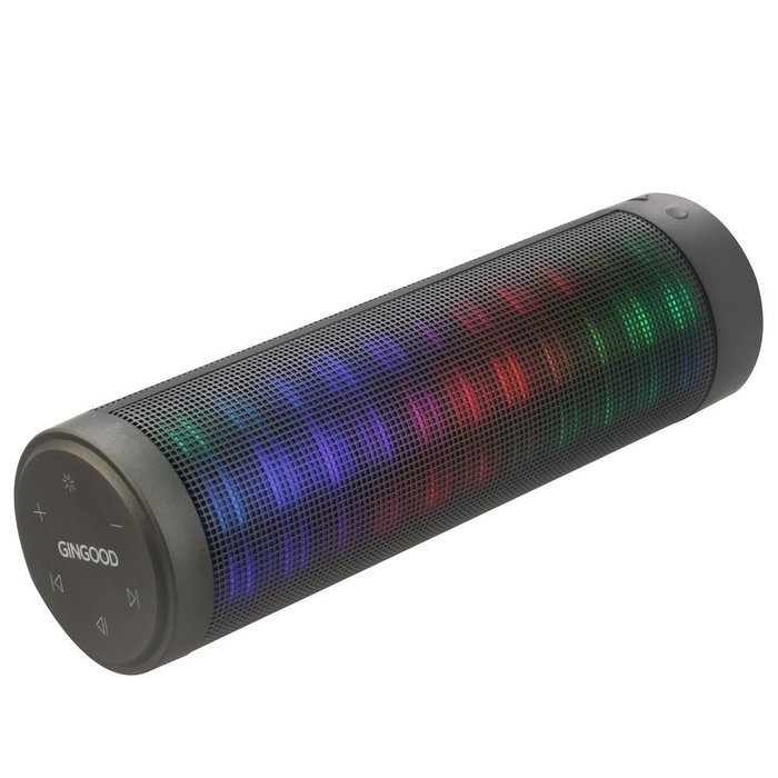 GINGOOD Touch Wireless Bluetooth V4.0 Portable Speaker with Colorful Pulsating LED Lights Silver N2