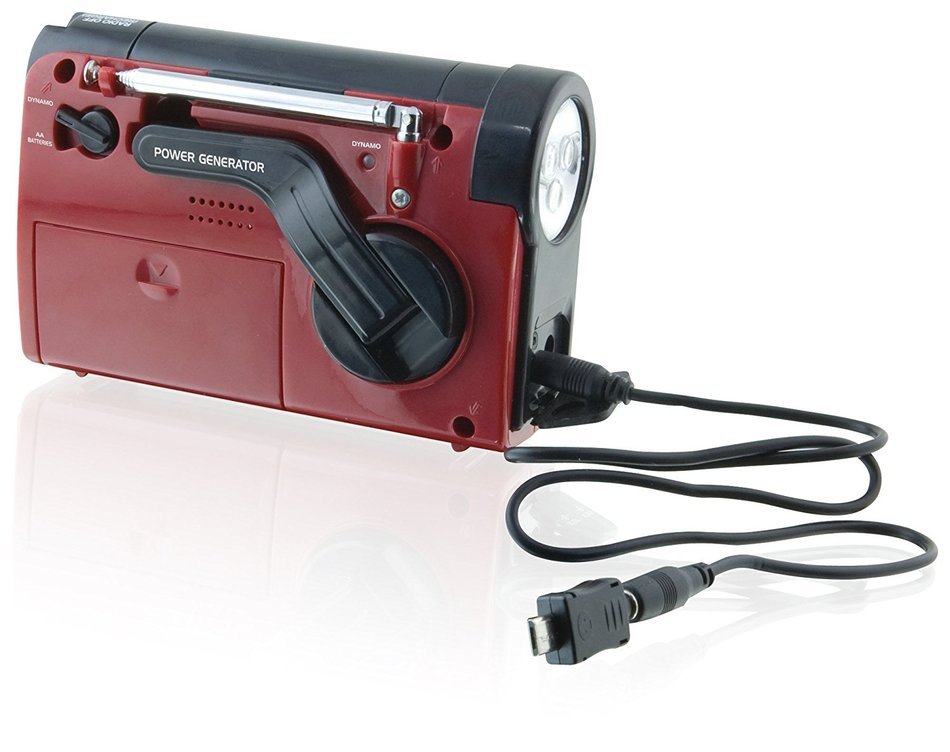 Weather X WR182R NOAA Weather Band and AM/FM Radio Flashlight with Dynamo Hand Crank Power (Red/Black) N2