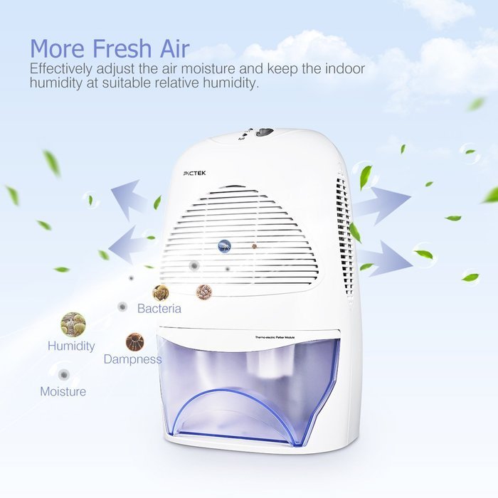 Pictek Mid-Size Dehumidifier Compact dehumidifiers Portable [ Thermo-Electric] [ Autt off ] with 600ml/day Dehumidification... N4