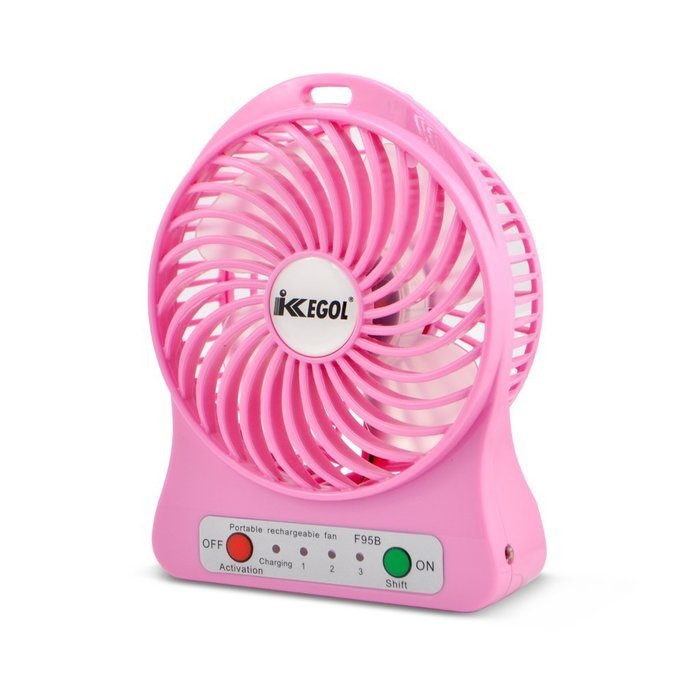 iKKEGOL Mini Portable Personal Table Fan for Office Outdoor Travel, 4-inch, Rechargeable (White) N21