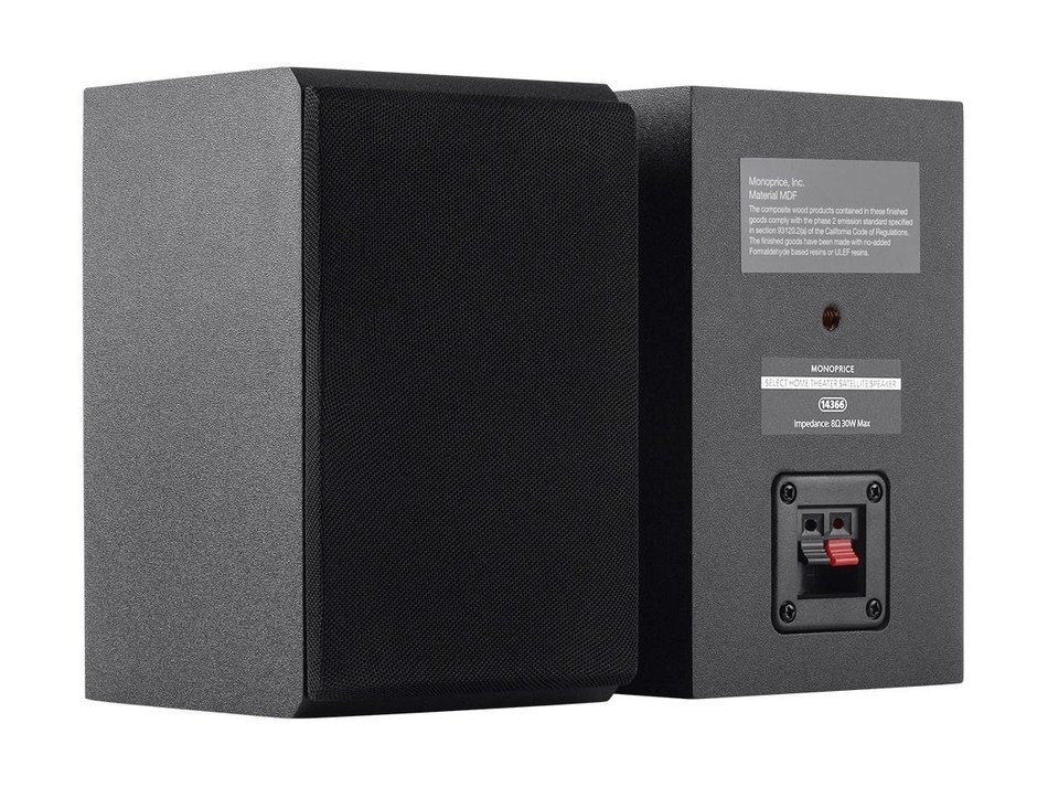 Monoprice Surround Bookshelf Home Speaker, Set of 2, Black (114366)