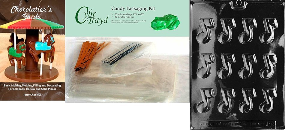 Cybrtrayd J059 Musical Note Chocolate Candy Mold with Exclusive Cybrtrayd Copyrighted Chocolate Molding Instructions