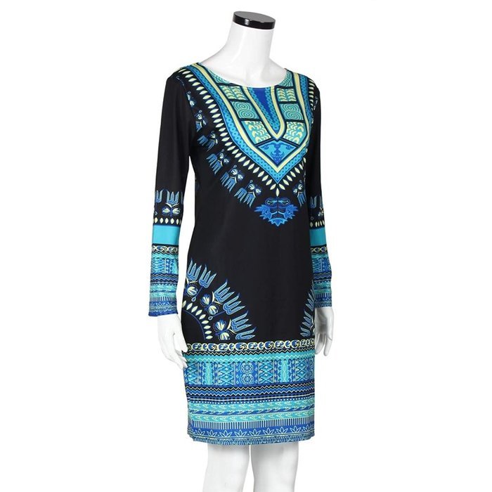 Women Dress,Haoricu Women Traditional African Print Dashiki Bodycon Sexy Long Sleeve Dress N2