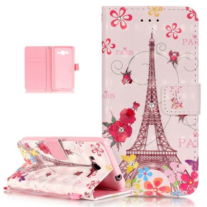 Galaxy Grand Prime Case,ikasus Shiny Glitter Diamond Colorful Art Painting PU Leather Flip Wallet Pouch Stand... N11