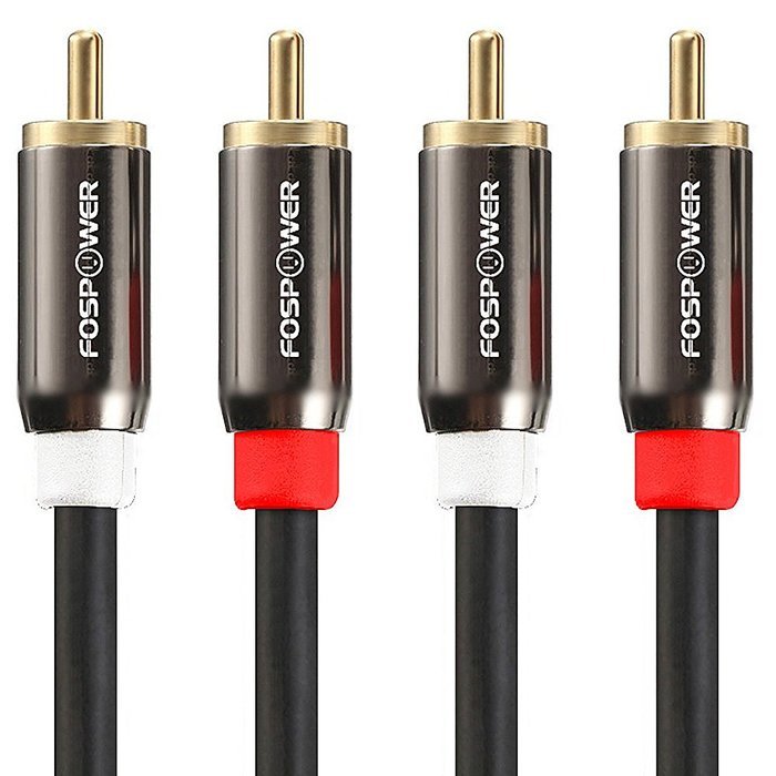 FosPower (6 Feet) 2 RCA M/M Stereo Audio Cable [24K Gold Plated | Copper Core] 2RCA Male to 2RCA Male [Left /... N2
