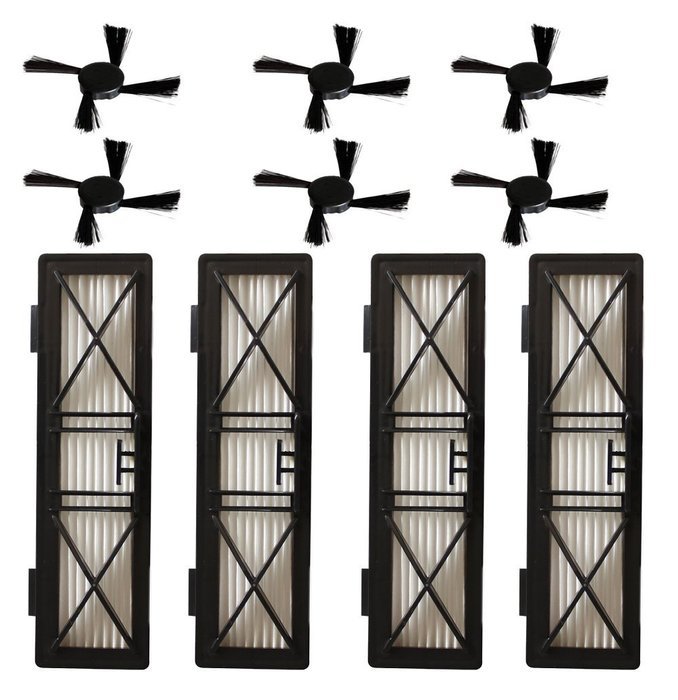 4 Replacement Hepa Filters Replace Part 945-0215 & 6 Side Brushes For Neato BotVac D Series D70、70E、75、80、85