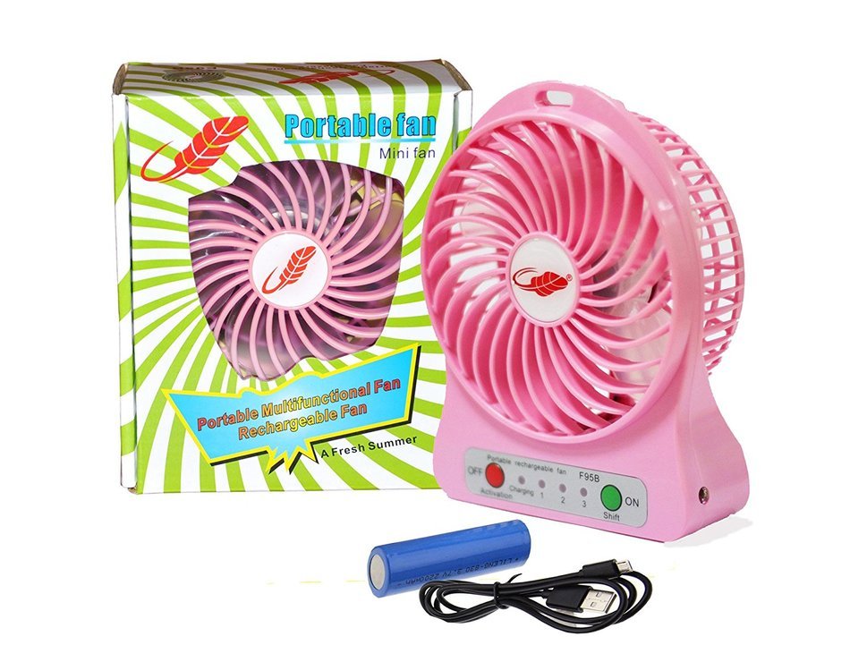 Battery Operated Portable Fans with 2200mA rechargeable Battery -4inch (BLUE) N7